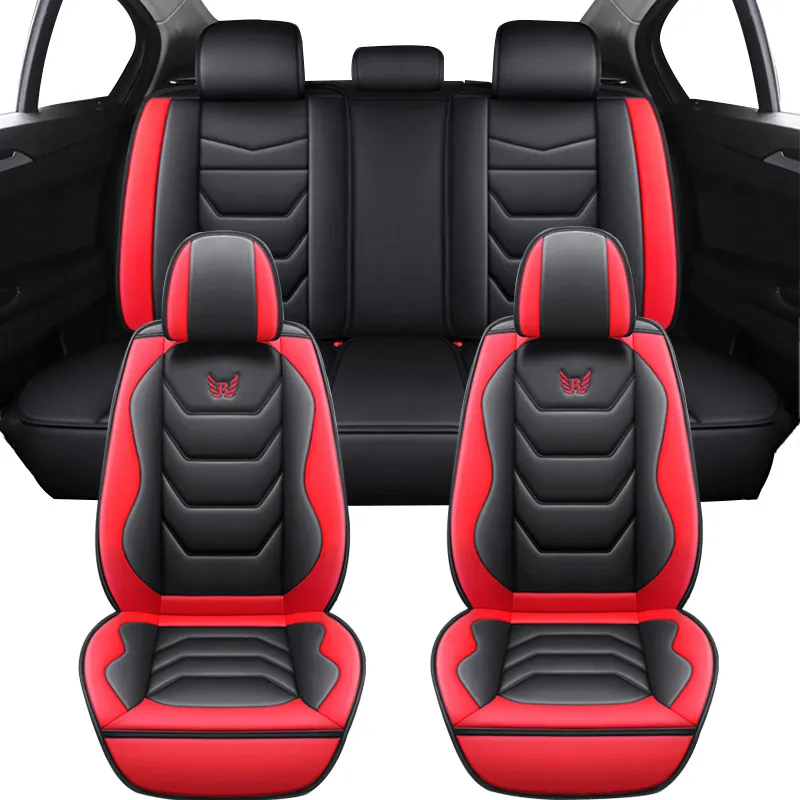 Red And Black Leather Seat Covers OTOEZ Luxury Car Seat Covers