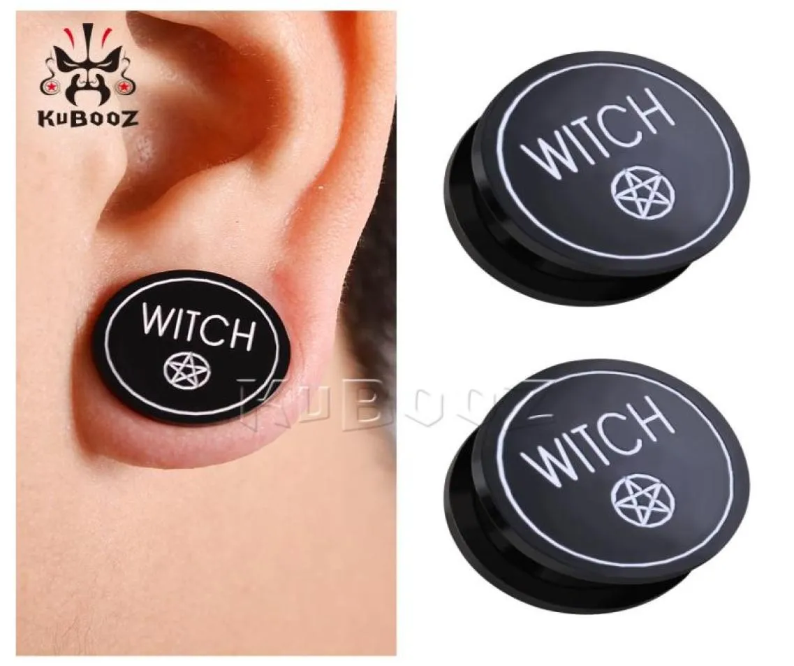 kubooz acrylic witch pentagram سدادات الأذن السوداء سدادات جسم مجوهرات الأقسام أنفاق المقاييس موسعات الموسعين كاملة 6 مم إلى 7037656