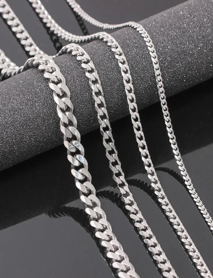 VRIUA Width 4569MM 1826 inch Customize Length Mens High Quality Stainls Steel Necklace Curb Cuban Link Chain Jewerly1297145