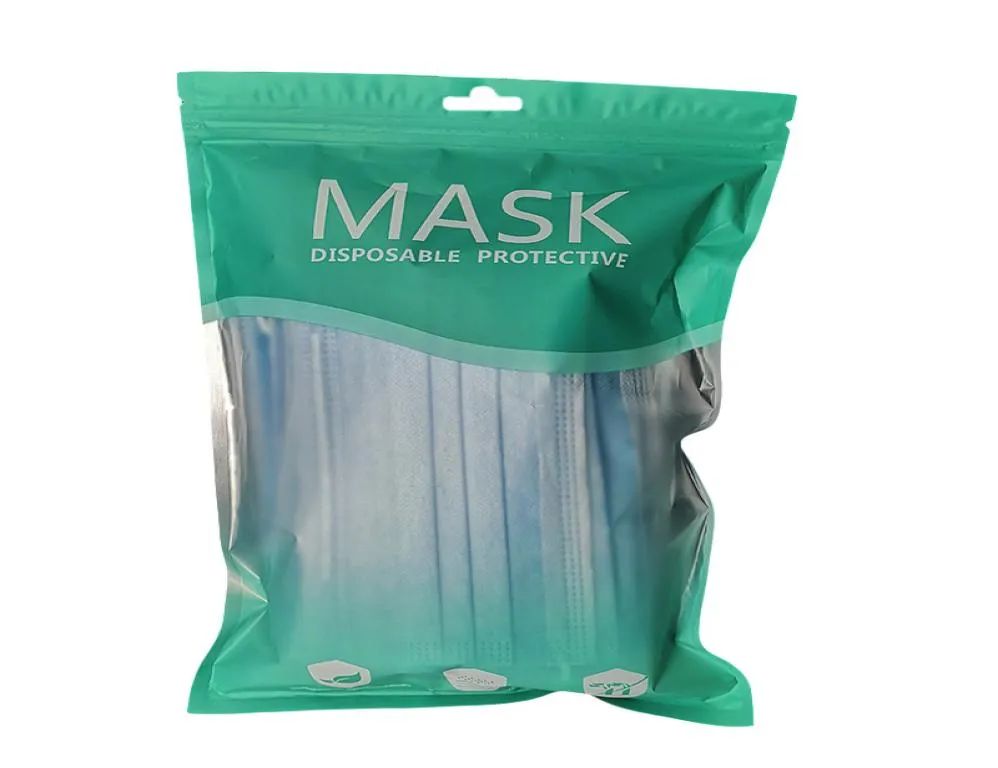 100pcs Disposible Masks Ziplock Flat Packaging Storage Bags Printed NonMedical Face Mask Zipper Seal Mylar Pouches Plastic Packin8241563