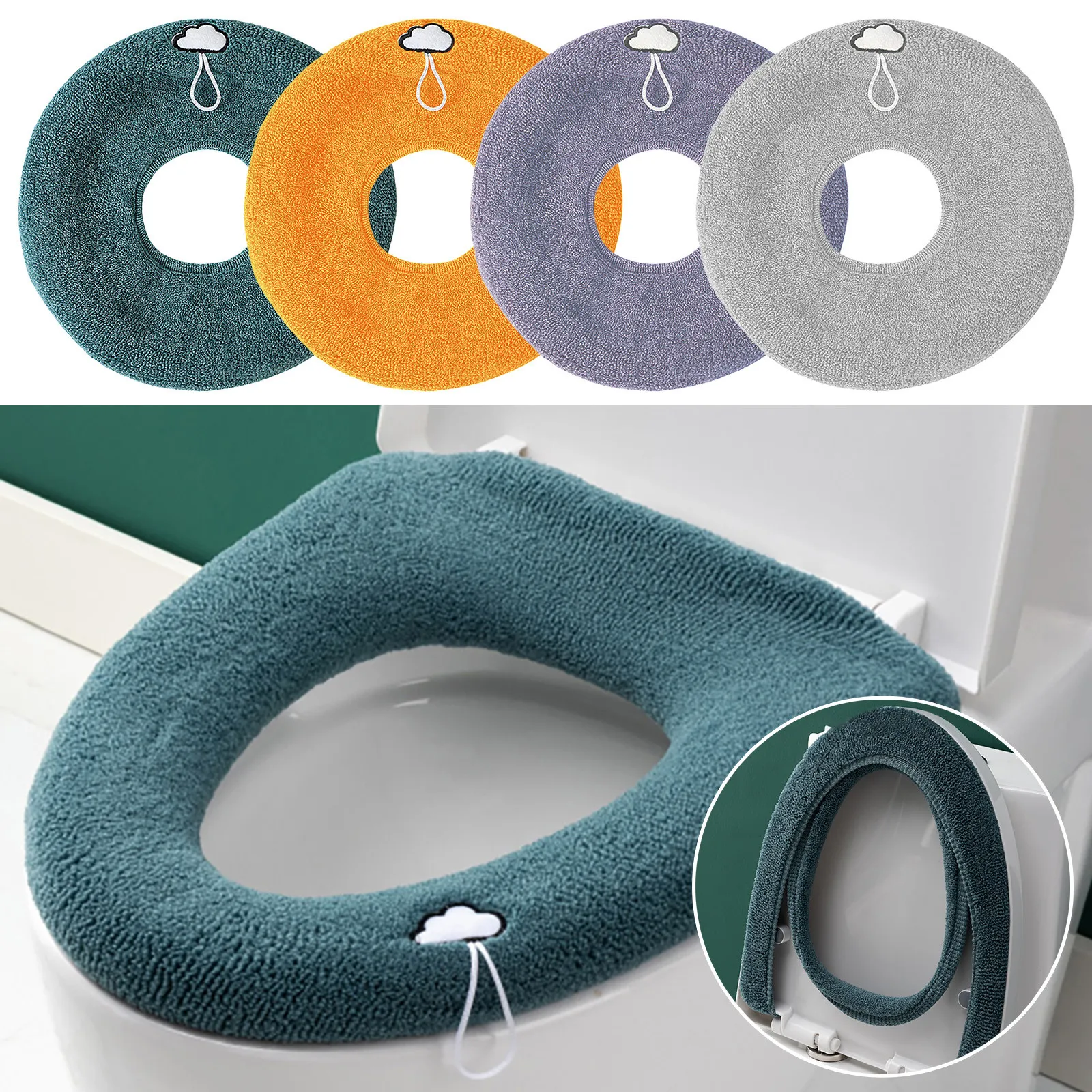 Washable Knit Toilet Seat Cover | Soft Extra Small Bath Rug for Toilet ...