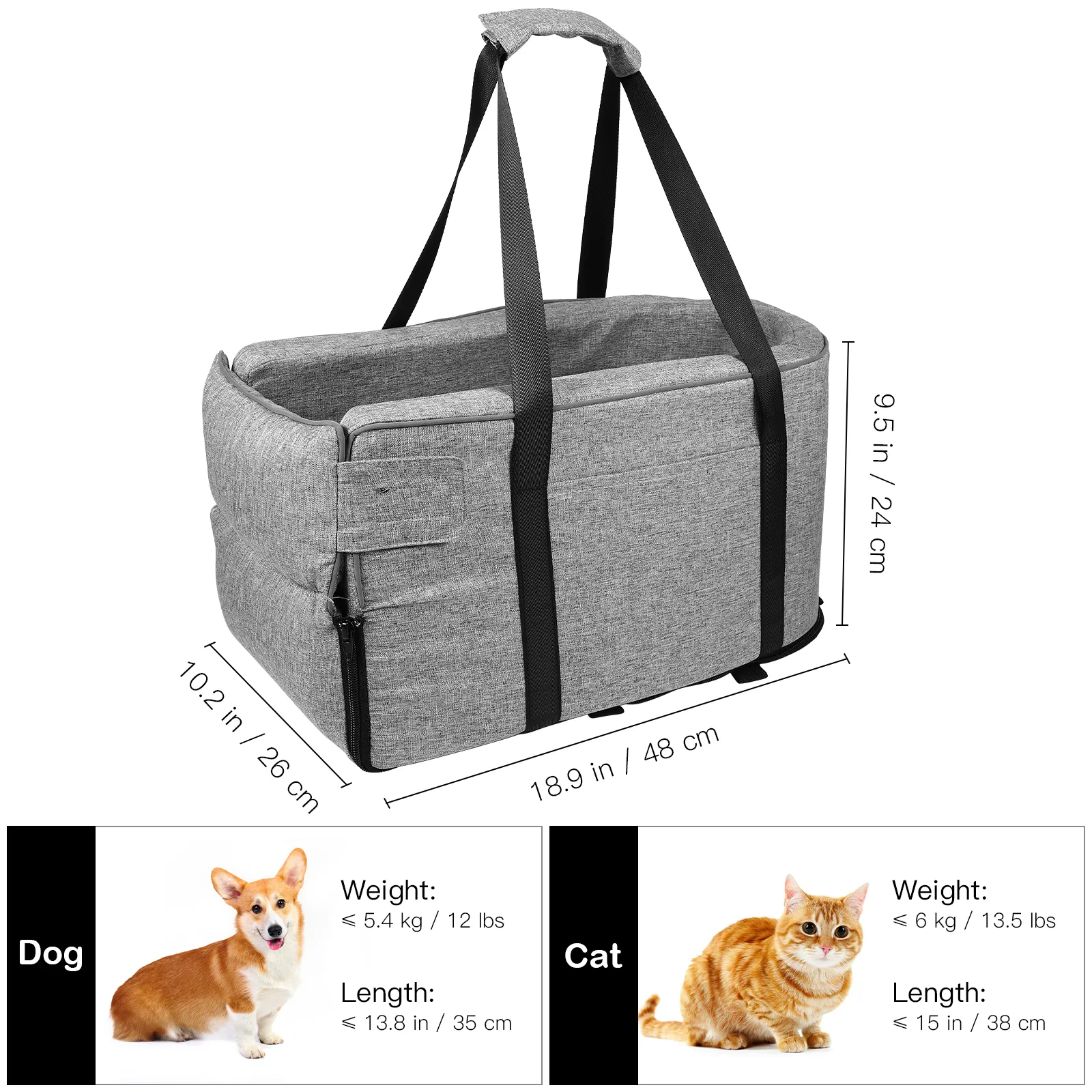Center Console Dog For Small Dogs Pets Up To 12 Lbs Pet Booster Car Seat With Additional Safety Belt I.1358990371
