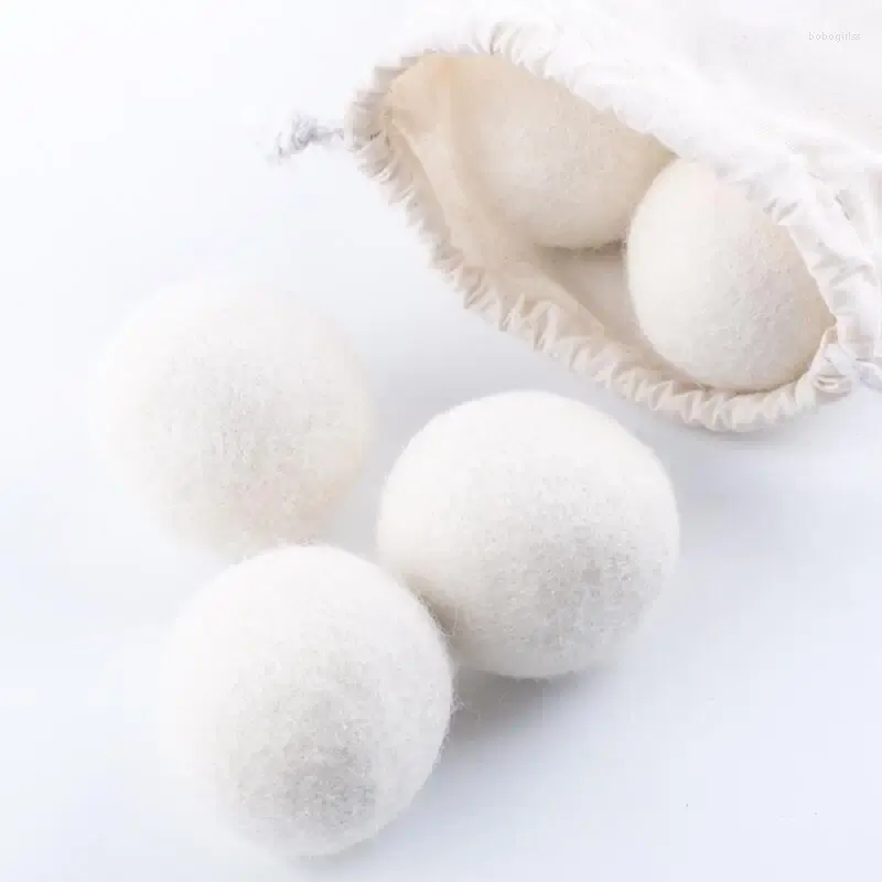 Laundry Bags Top Seller Wool Dryer Balls Premium Reusable Natural Fabric Softener 2.75inch 7cm Static Reduces Helps Dry Clothes LX8702