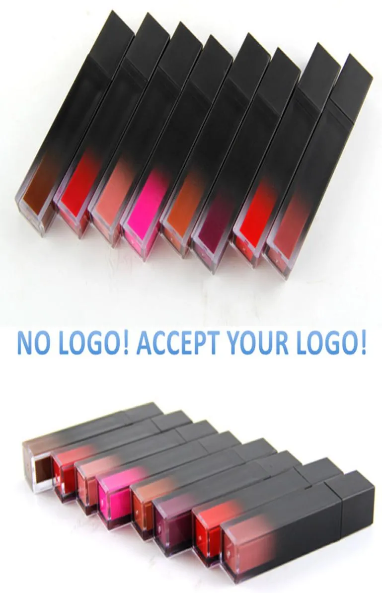 Inget Brandblack Square Tube Lip Gloss Metal Liquid Customized Matte Lipstick Acceptera din LOGO4513182