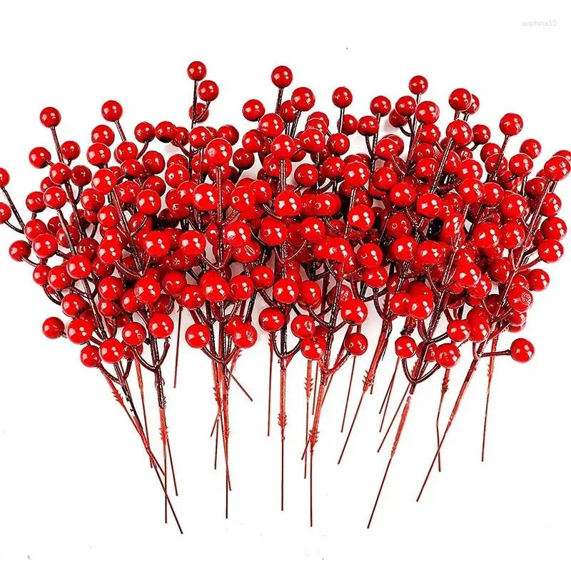 Dekorative Blumen 10-30pcs künstliche Weihnachtsbeerensimulation rote Früchte Kirschbaum DIY Dekoration Jahr Zuhause