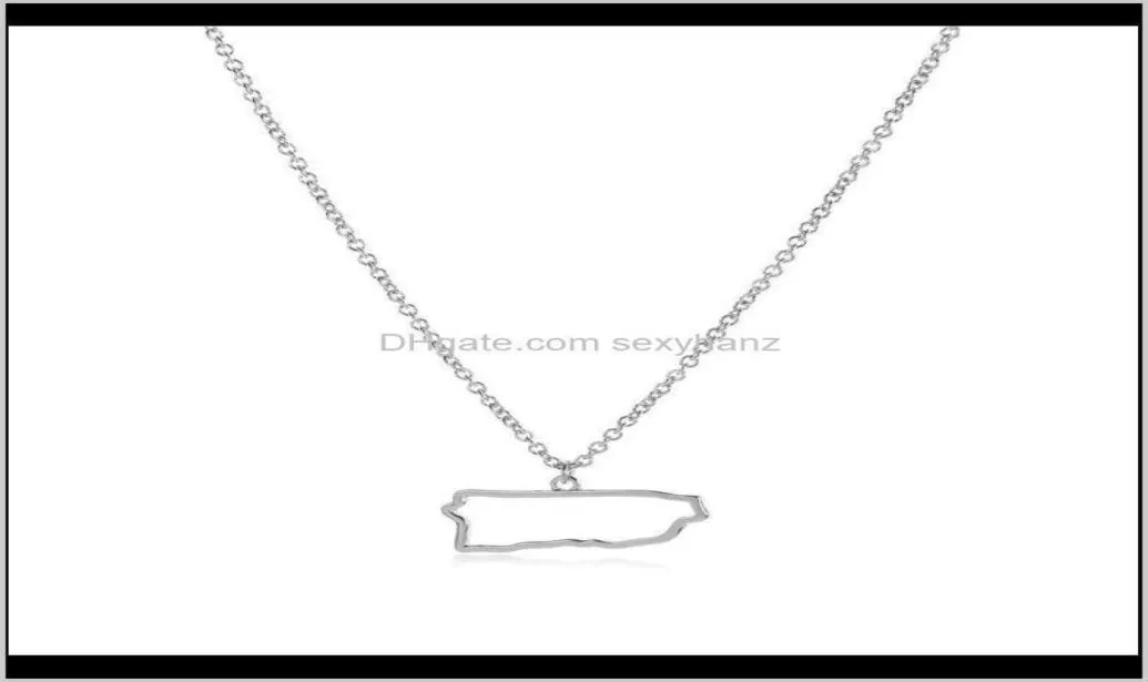 Pendant Pendants Jewelry Drop Delivery 2021 10Pcs Tiny North America Caribbean Rico Map Necklace Outline Country State City Isla8340055