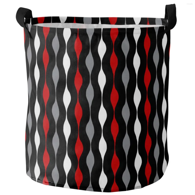 Sacs à linge Stripes géométriques rouges blancs noir panier sale et pliable organisateur d'organisateur