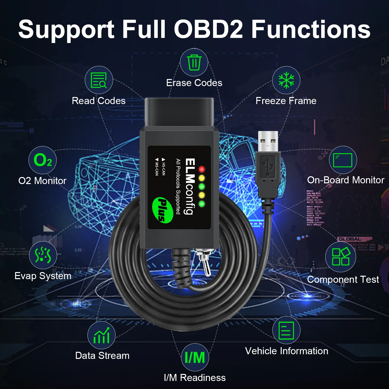 Ford FORscan USB OBD2 ELM327 V1.5 Car Diagnostic Tool... From Ddmyfeb ...