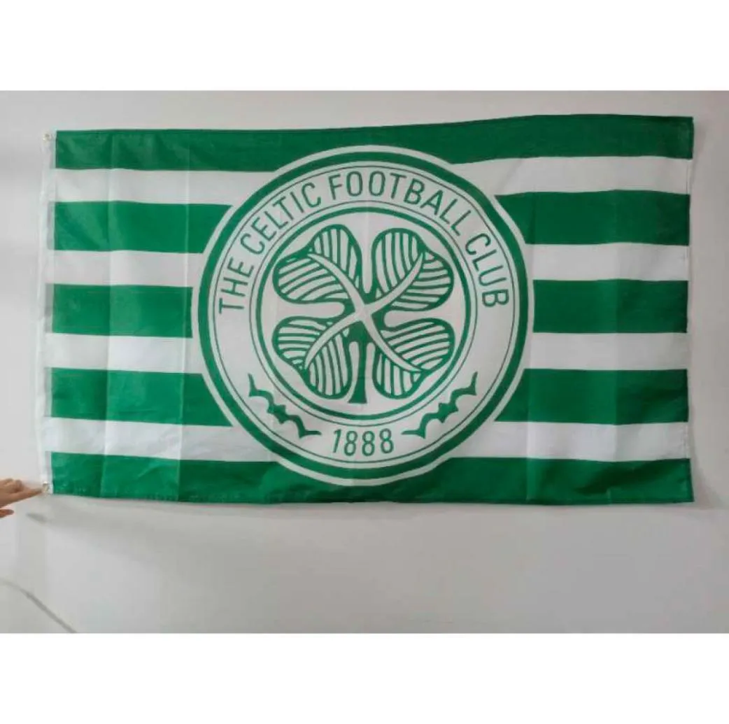 Celtic Futbol Kulübü Bayrağı 5x3ft 150x90cm Polyester Baskı Pirinç Gromları ile İç Mekan Açık Bayrak 8932951