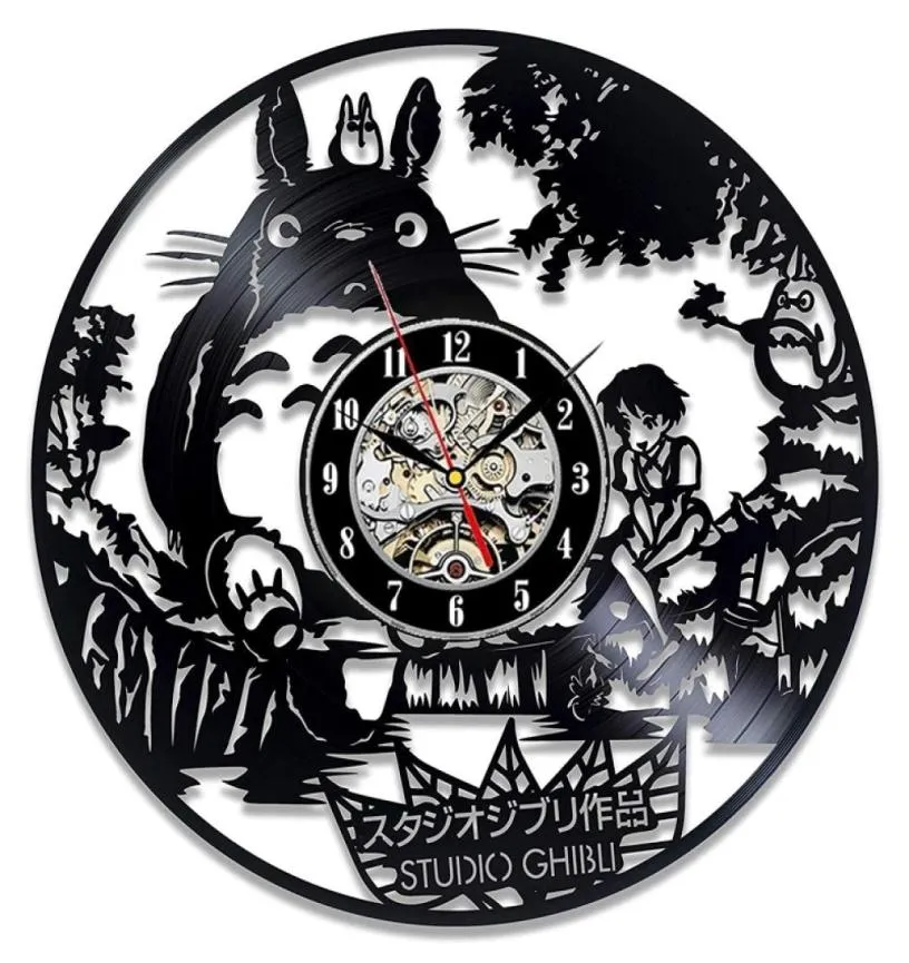 Studio Ghibli Totoro Wall Clocon My Neighbor Totoro Record Clocks Watch Watch Home Decor Prezent Świąteczny dla Y2805542