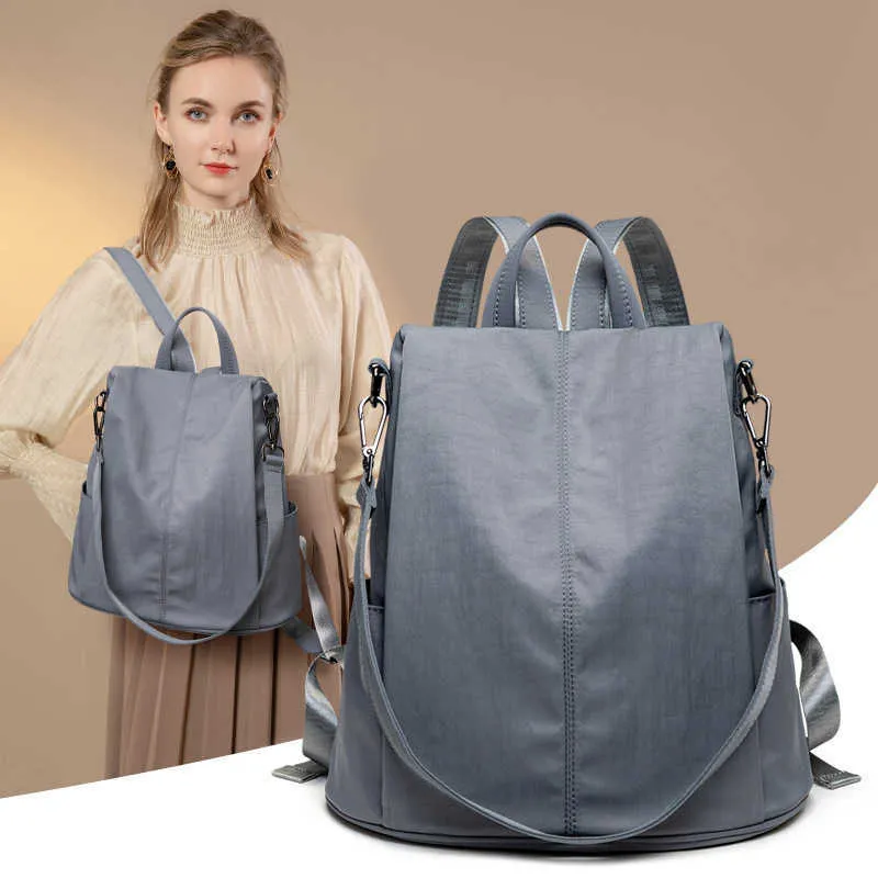Kradzieżowa torba przeciwdziałająca dla kobiet 2024 Koreańska wersja modna i łatwa w noszeniu mody Canvas School Oxford Cloth Multi-Purpose Plecak