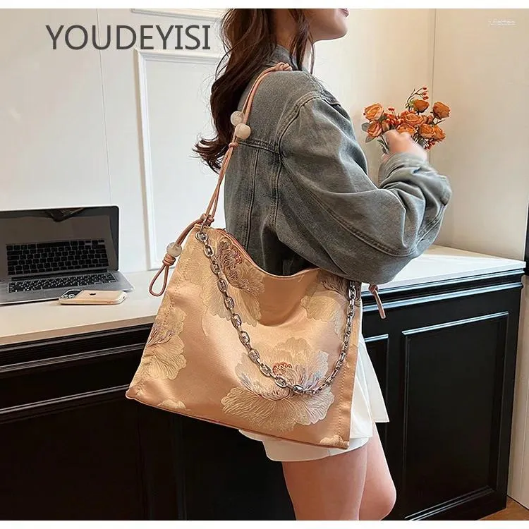 Umhängetaschen yodeyisi Vintage Frauenbag 2024 Chinesische Jacquard Achselstil Nationaler Stil Ancient Perlen One Tote