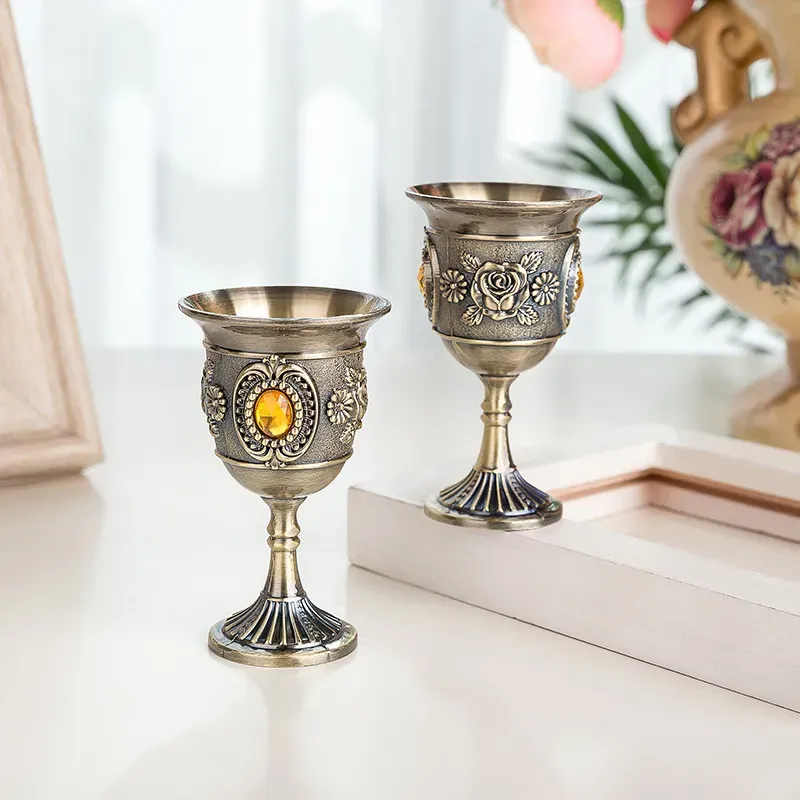 European Wine Glasses Alloy Liquor Goblet Beer Cup Shot Glass Luxury Home Decorations Party Gift