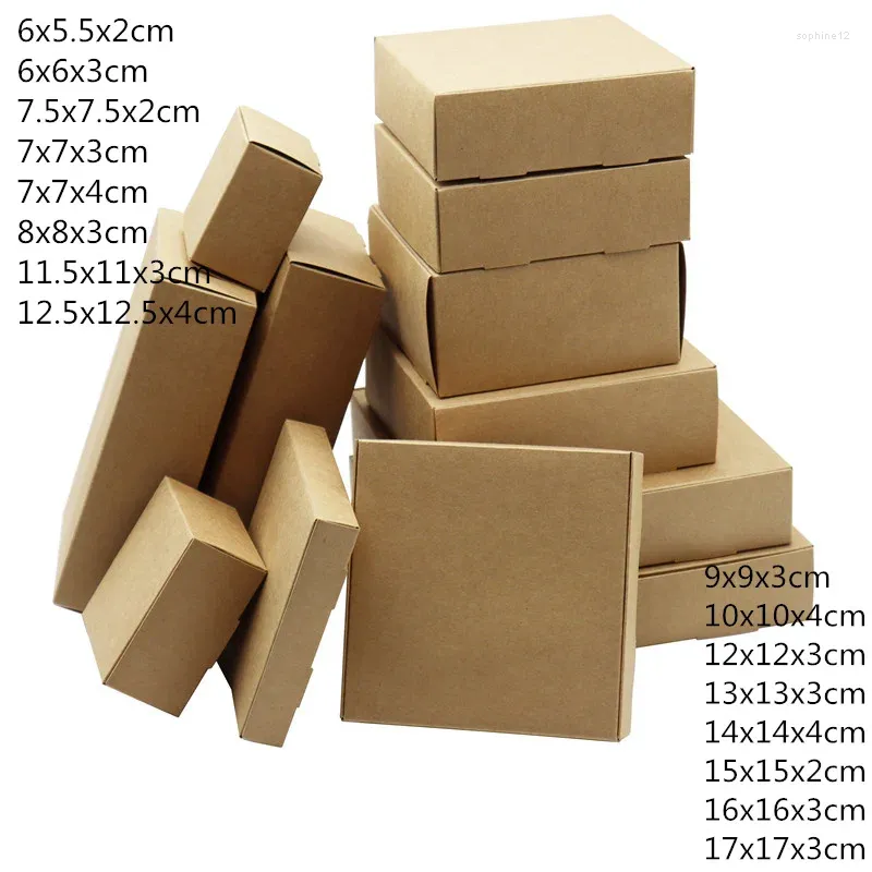 Geschenkwikkeling 10 stcs/30 stcs/50 pc's verschillende maten kraft papieren pakking dozen diy snoep/bruiloft/feest/ambachten/geschenken/opbergdoos