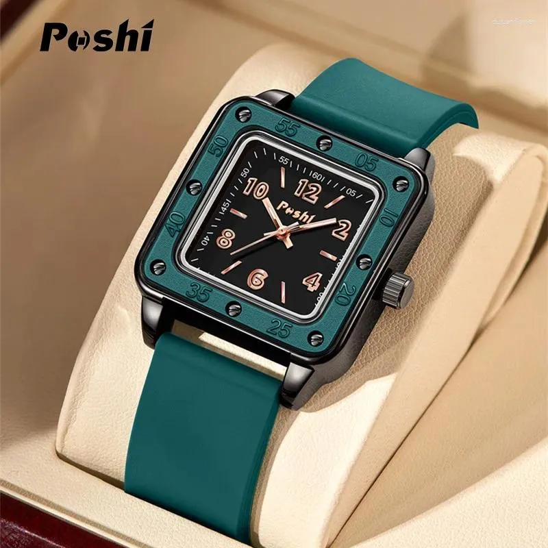 Montre-bracelets poshi Regardez pour les femmes Fashion Fashion Casual Quartz Silicone Strap Green Dal