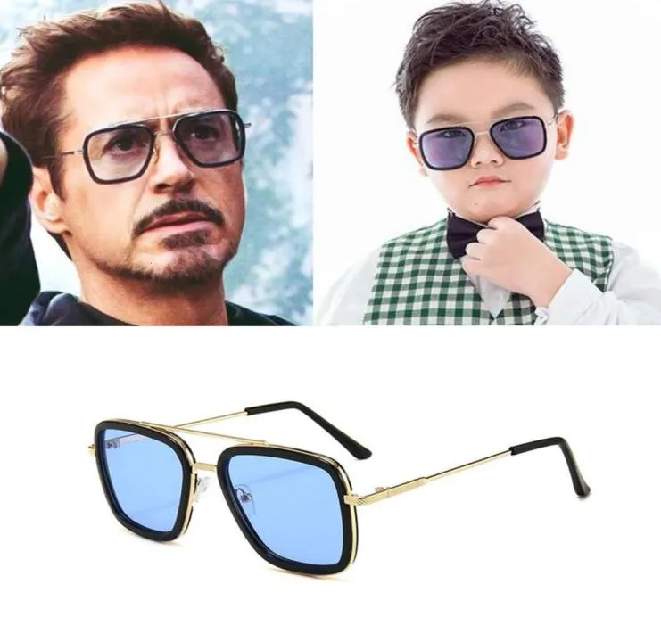 Spring Tony Stark Kids Solglas Legion Glass Vintage Solglasögon 816 år pojkar och flickor vänare solglasögon5632901