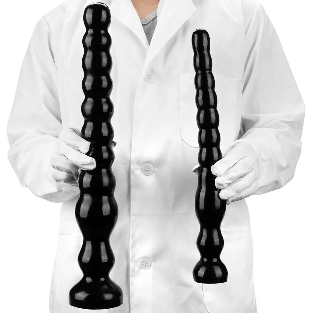 Black Bead Anal Plug med Sucker PVC Masturbator Fisting Props Sexy Toys Big Dick Realistic Enorm Dildo BdSm