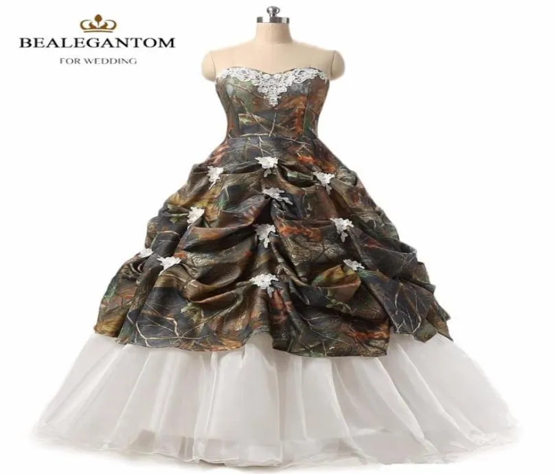 2017 Ny sexig älskling Bollklänningsapplikationer kamouflage quinceanera klänningar boll klänning prom pageant debutante klänning party klänning qc 43382287