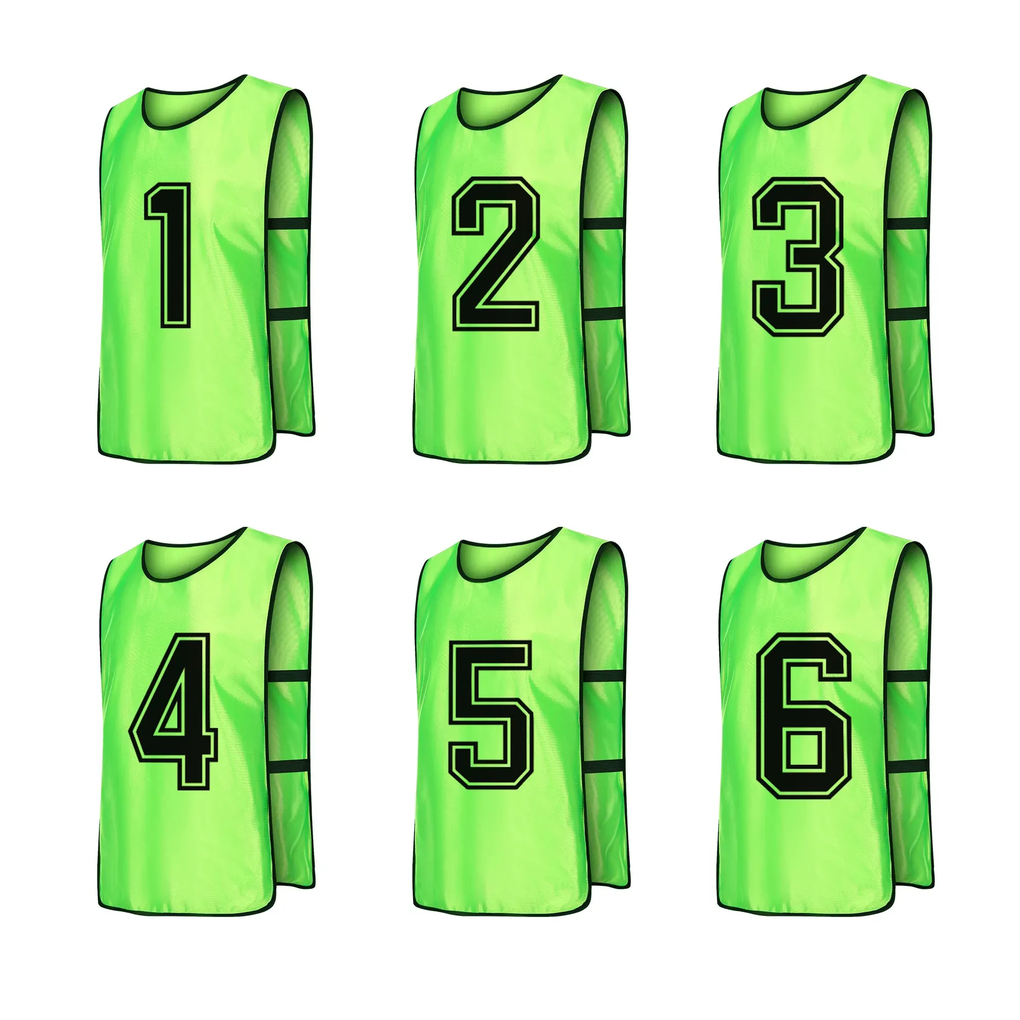 Soccer 6 PCS Soccer Pinnies Snabbtorkning av fotbollslagströjor Träning Numrerade Bibbs Practice Sport Vest