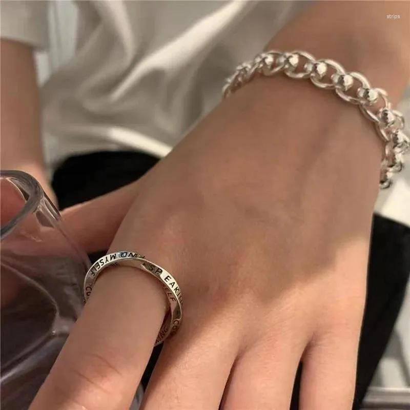 Cluster Rings YONGMAN 925 Sterling Silver Opening Fashion Ins Letters For Women And Girls Gift Jewelry R10