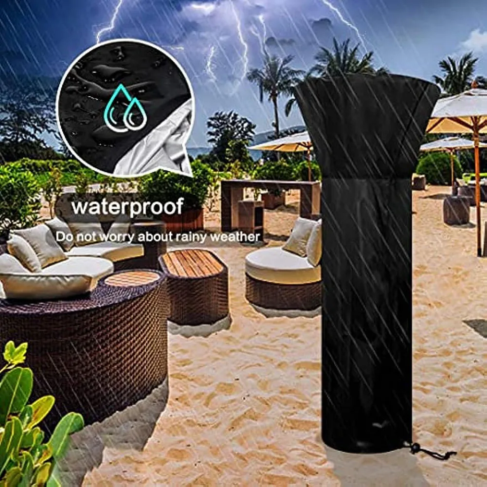 thumbnail interactive-video image 1 of Heavy Duty Waterproof Gas Pyramid Patio Heater Cover | Black Outdoor Furniture Protector | Universal Fit 1 of 3