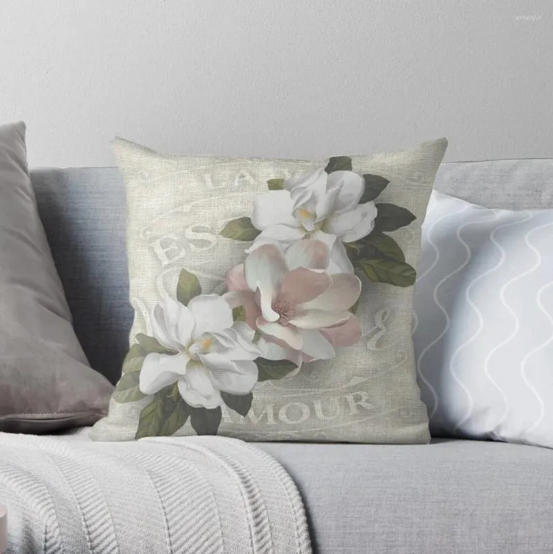Cuscino crema vintage magnolia tela francese lancio divano divano di divani divani per la casa