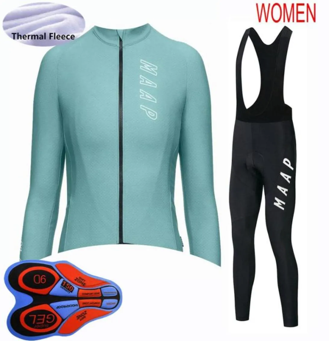Nouvelles femmes cyclistes kits d'équipe d'hiver thermique thermique à manches longues chemises de vélo à manches longues pantalon de vélo uniforme de sports de vélo y20092208674522