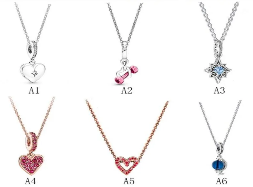 Designer Jewelry 925 Silver Necklace heart Pendant fit P Heartbeat Necklace Set diy Heart Love love Necklaces European Style Charms Bead Murano1731698