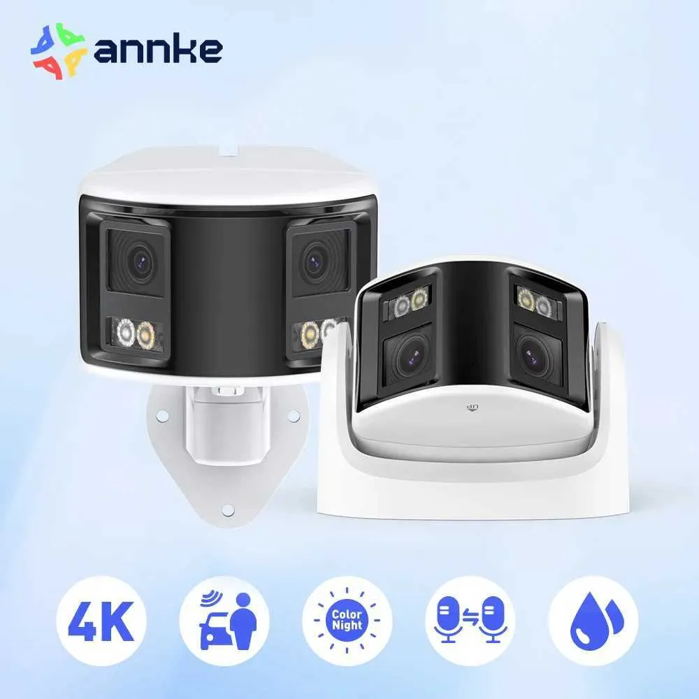 IP -Kameras Annke Smart Home 180 8MP Duo Poe Dual Lens Wide View Outdoor Video Poe Camera4K AI Human Detect8MP Sicherheits -CCTV -Kamera 240413