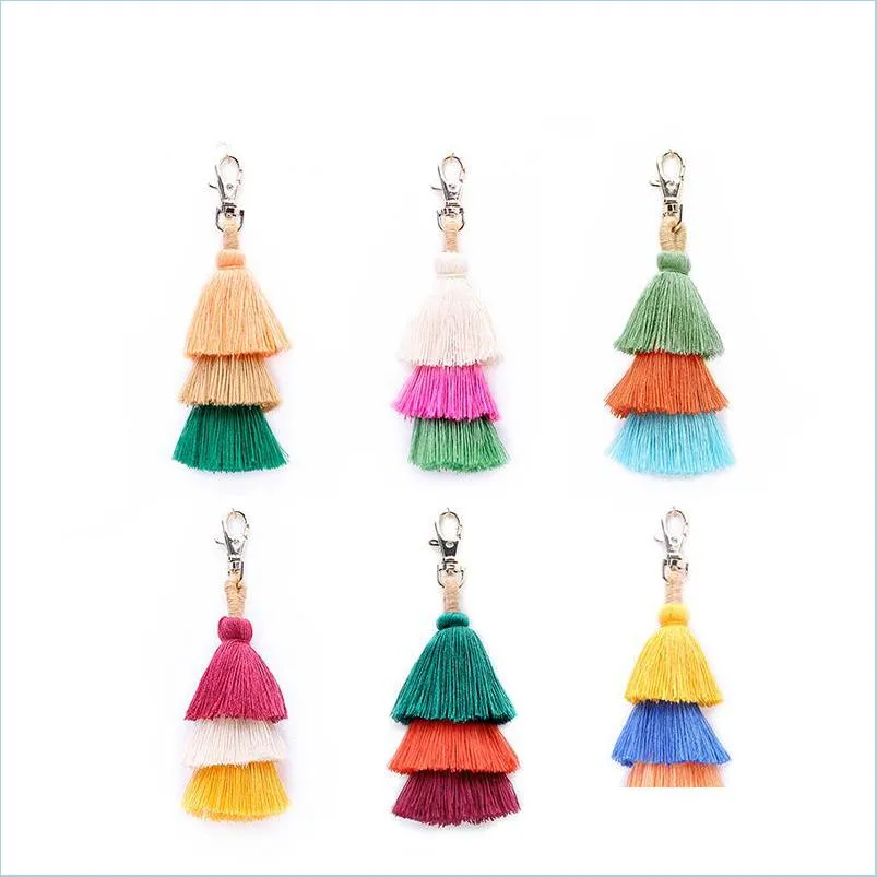 Keychains Tassels Keychain Key Rings Handmade Mix Color Cotton Tassel Women Handbag Charm Fashion Jewelry Accessory Drop Delivery Acc Dhadb