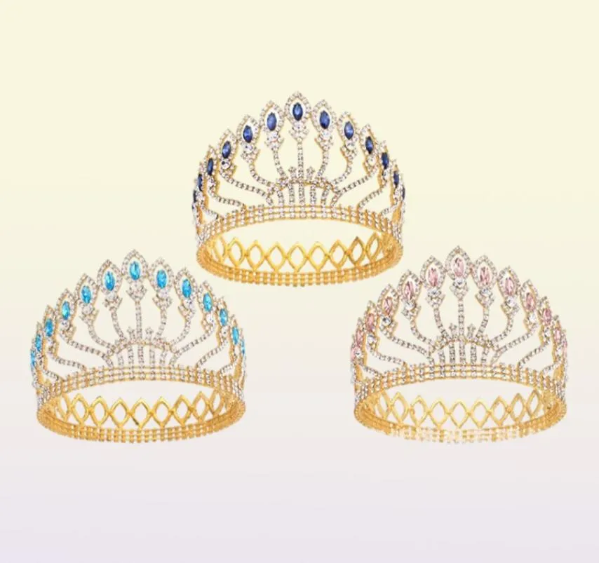 Lyxig glittrande kristall barock drottning kung bröllop tiara krona tävling prom diadem huvudstycke brud hår smycken tillbehör y4771914