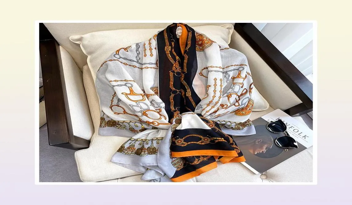 Scarves Cotton Scarf For Women Winter Warm Viscose Orange Polka Dot Print Designer Fashion Pashmina Shawls Scarfs8263323
