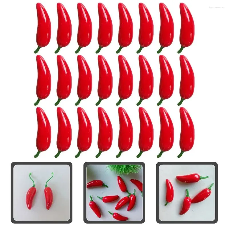 Flores decorativas 100 pcs espumas de pimenta artificial Red Mini Fake Chili Sylel Decoration