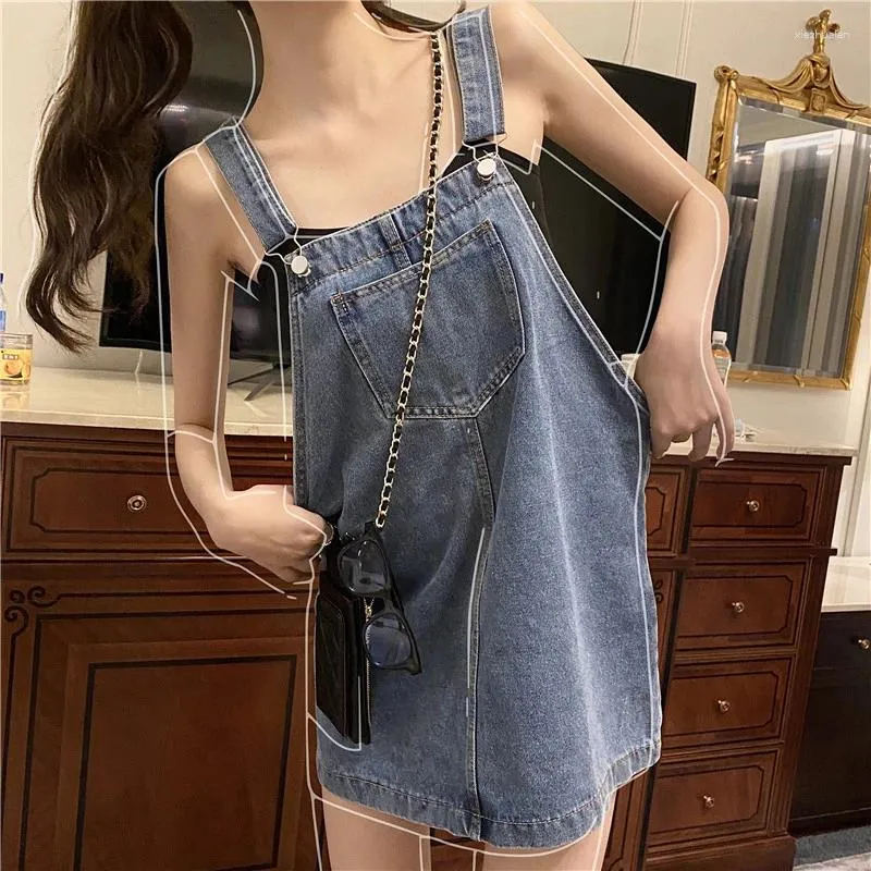 Kız Elbiseler Çocuk Çocuk Yaz Denim Mini Elbise Kadın Spagetti Kayış Gevşek 13 14 15 16 Yaşındaki Günlük Tutumlar Büyük Boyut