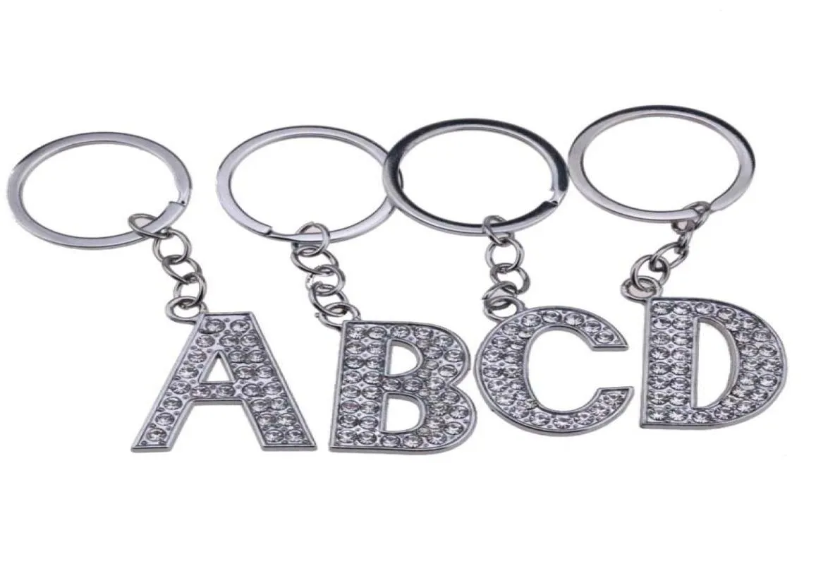 26PcsLot AZ 32quot Alloy Alphabet Letter Keyring Full Rhinestone Key Chain DIY Accessories5664884