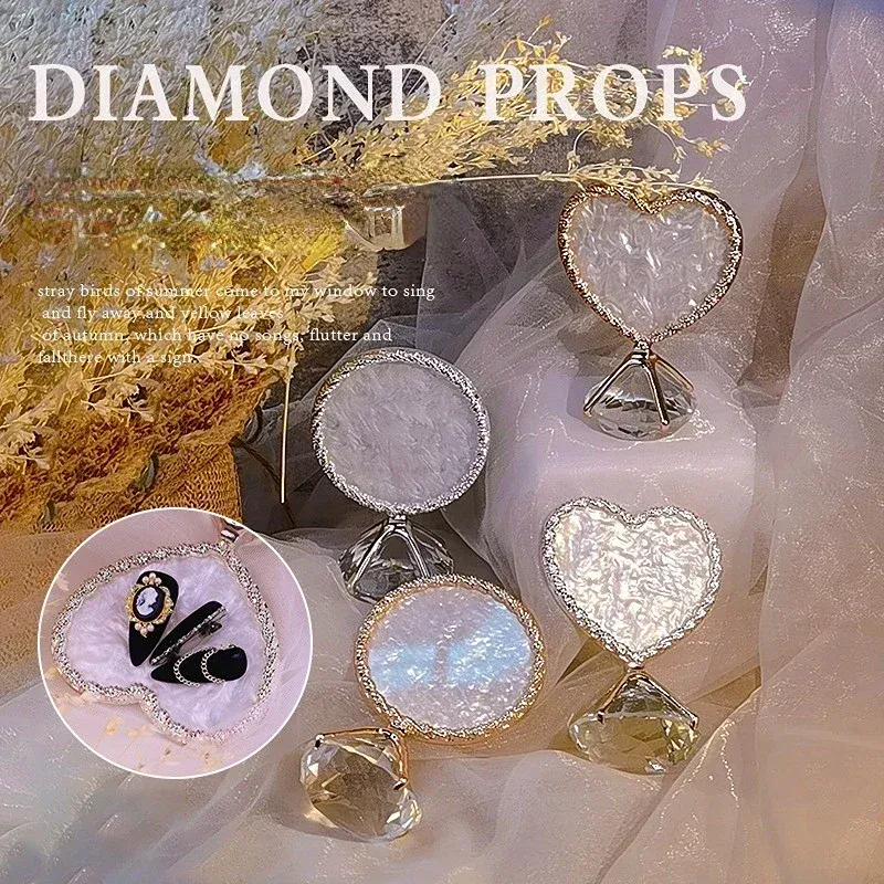 Diamond False False Nail Art Piatto di display Golden Ring Agate Palette Gel Strumenti fotografici Photo Manicure che mostra lo scaffale