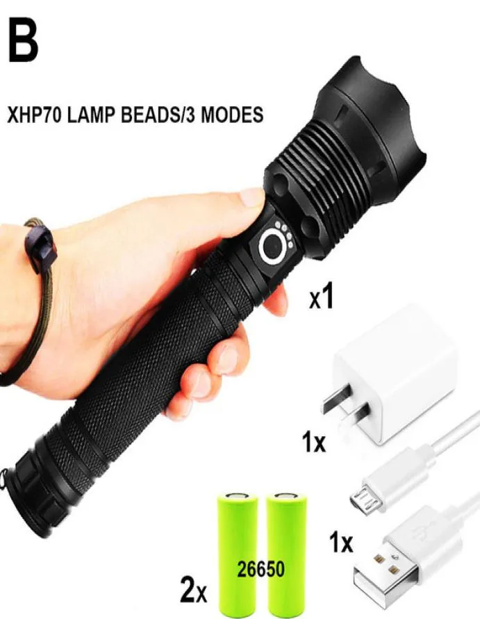 Светодиодный фонарик 90000 Lumens 702 Самый мощный фонарик 26650 USB Torch 70 Фонарь 18650 Hunting Lamp Light 2333025