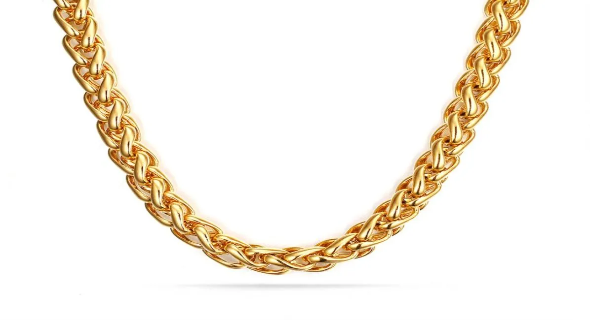 Outstanding Top Selling Gold 7mm Stainless Steel ed Wheat Braid Curb chain Necklace 28quot Fashion New Design For Men0399102465