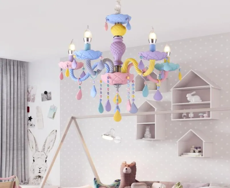 Modern LED Chandelier Lights Kid Room Colorful Crystal Metal Light Fixture Bedroom Children Ceiling Lamp Indoor Home Decoration5067433