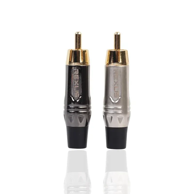 RCA Male DIY Welding Lotus Plug Zinc Alloy Shell Gun Gray Gold-plated Audio Cable, Coaxial Cable, Video Cable New