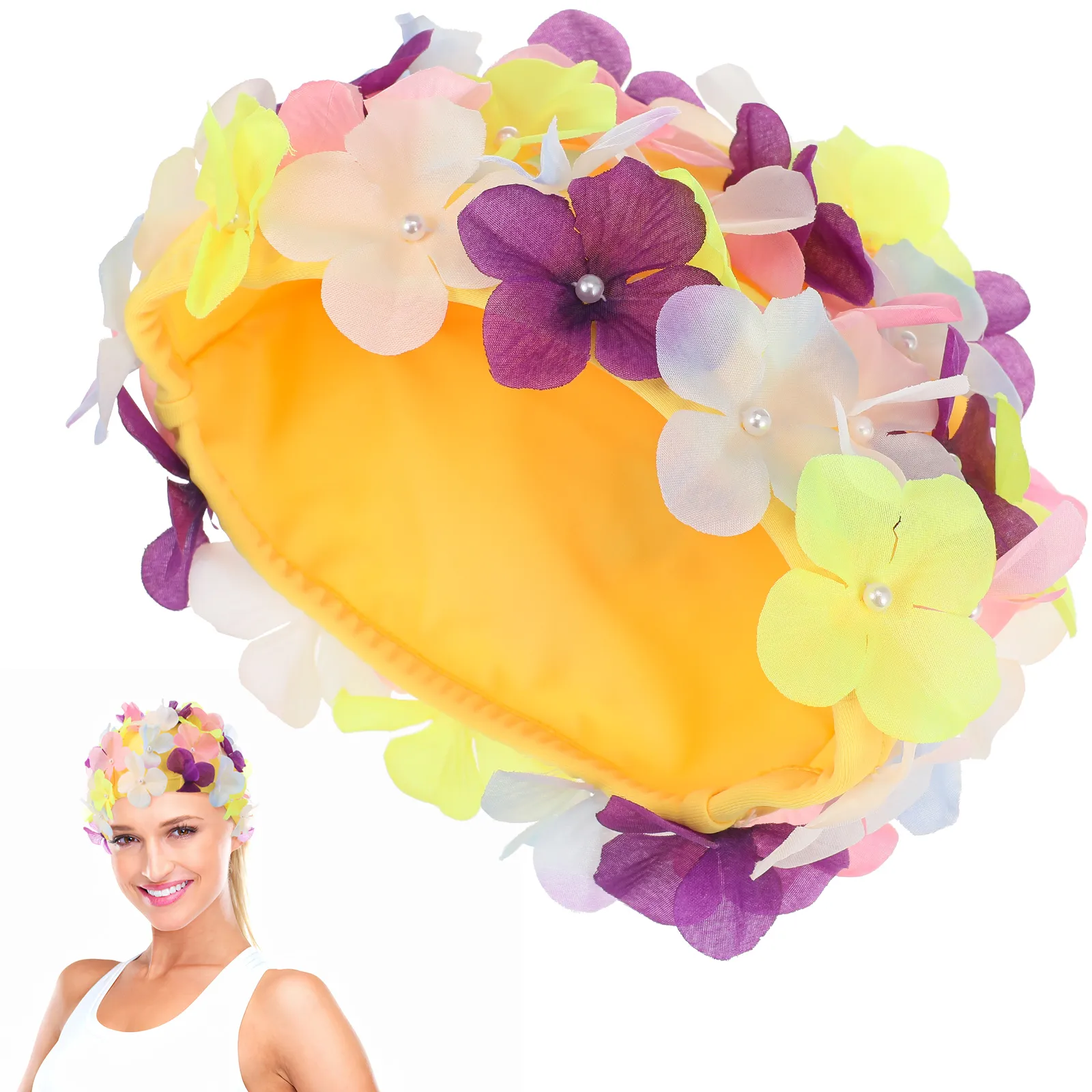 Retro Floral Petal Swim Cap For Women Attractive Flower Swim Hat For Swimming And Batting From Ddmyjun 23.25 DHgate.Com