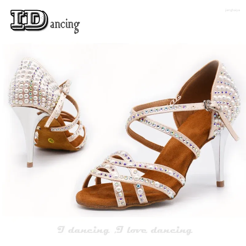 Chaussures de danse Latin Rignestone dames salsa femmes danser la mode blanche