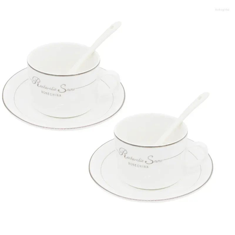 Koppar Saucers 2 Set Bone China Coffee Cup Ceramic Saucer Set porslinmjölk med sked