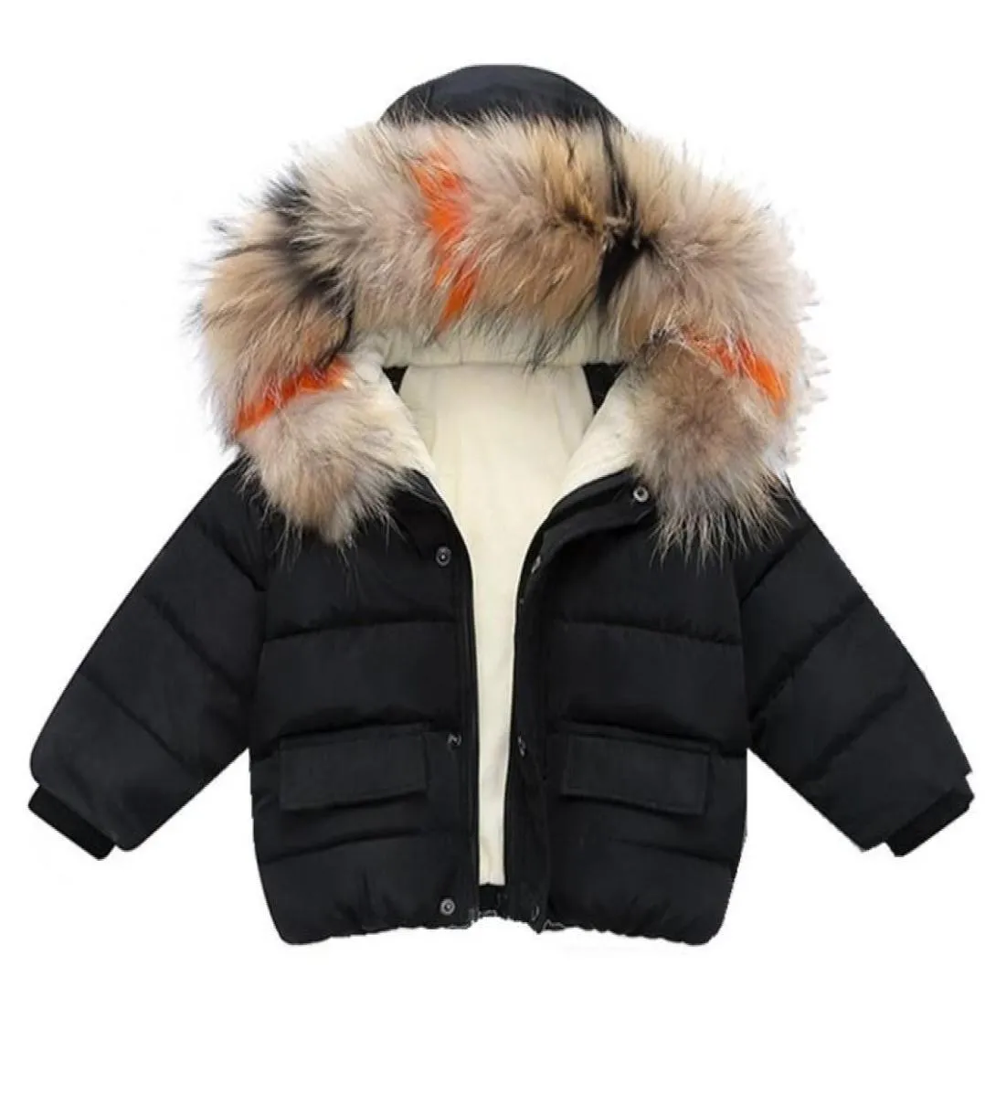 Fashion Baby Boys Jackets Fur collar Autumn Winter Kids Warm Thick Parkas Jacket Children Outerwear Girl Coat Boys Girls Clothes3716966