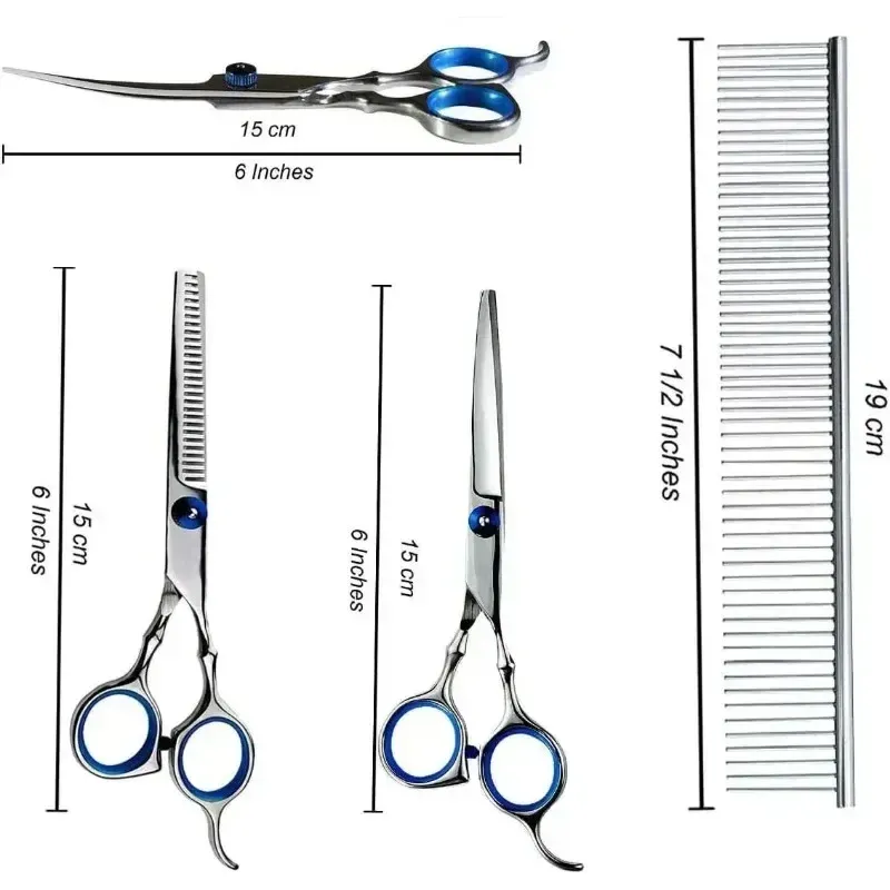 Stainless Steel Pet Dogs Grooming Scissors Suit Hairdresser Scissors For Dogs Professional Animal Barber Cutting Tools