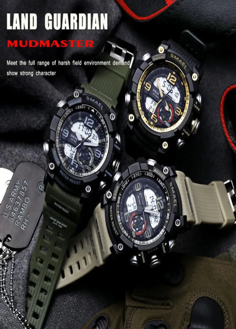 Sport Men039S armbandsur LED Digital Clock Waterproof Dual Time Wristwatch Military Watch 1617 Mens Watches Orologi Da Uomo9527463