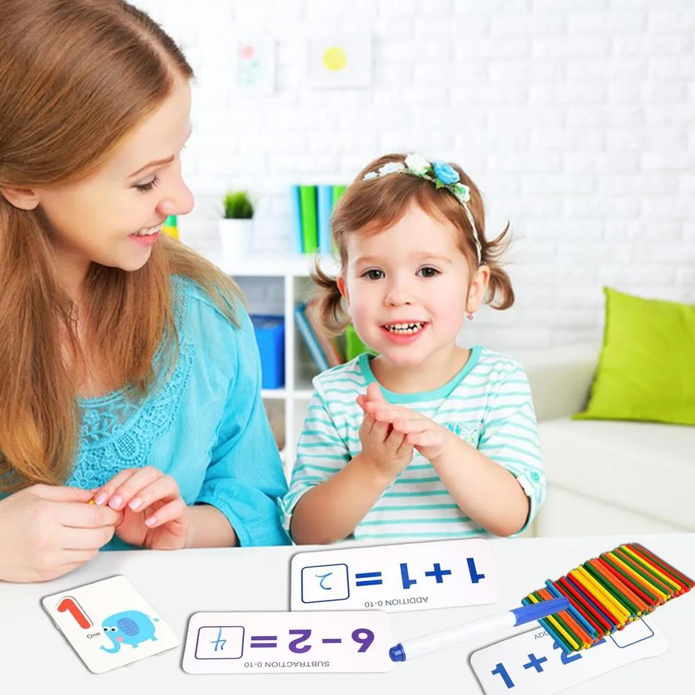 Montessori Math Toys Counting Rods And Number Cards STEM Learning Set ...
