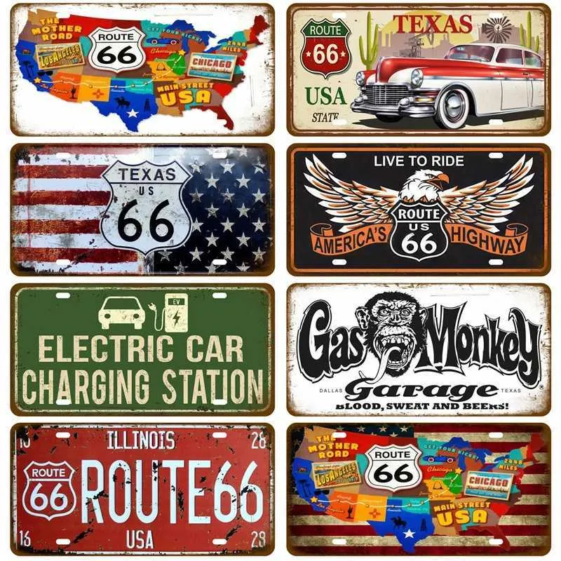 Route 66 Decor: Vintage Car Metal Sign - Classic Automotive Wall Art ...