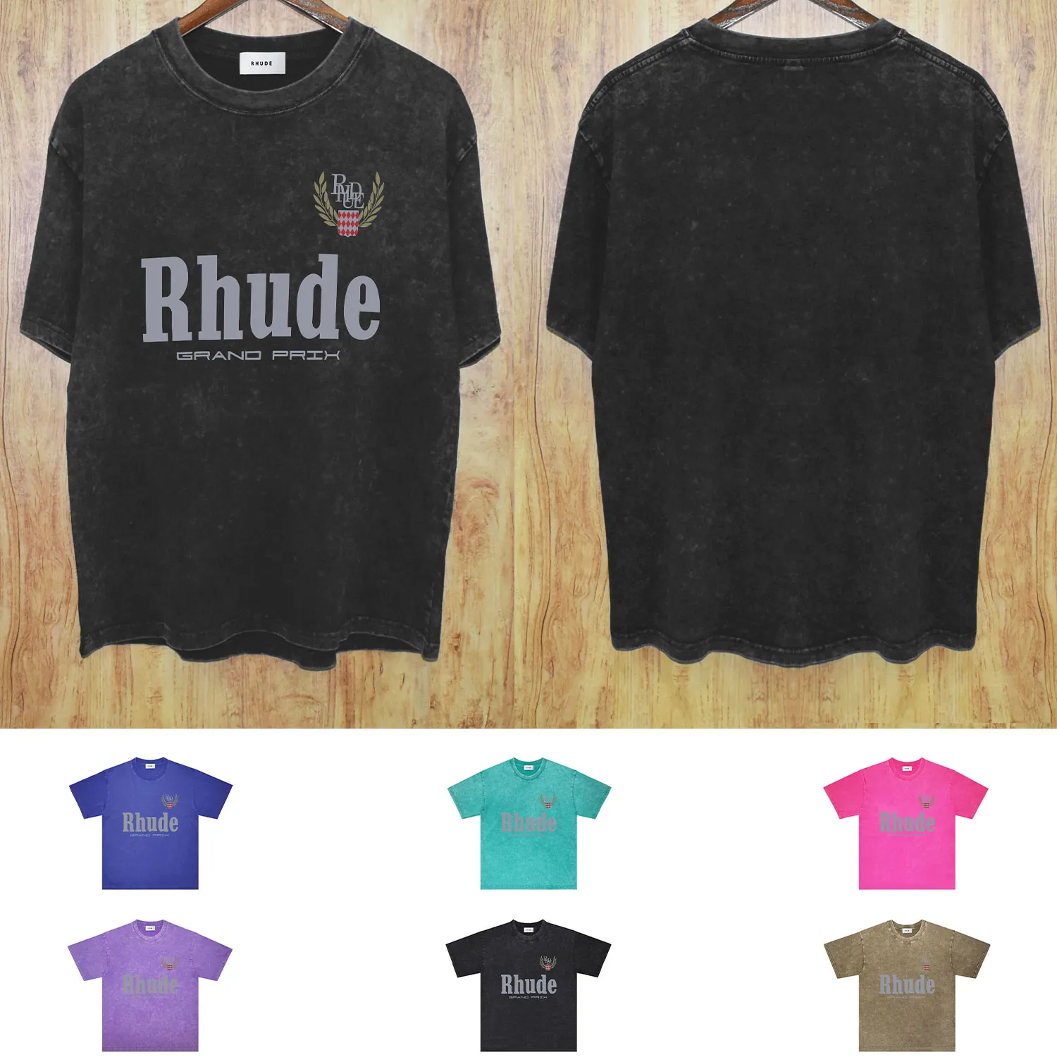 Rhude TShirts Designer T Shirts For Men and Women Trendy Brand Clothes Summer Shorts ZRH009 Vete Letter Wash To Making Old Short Sleeved T-Shirt Size S-XXL