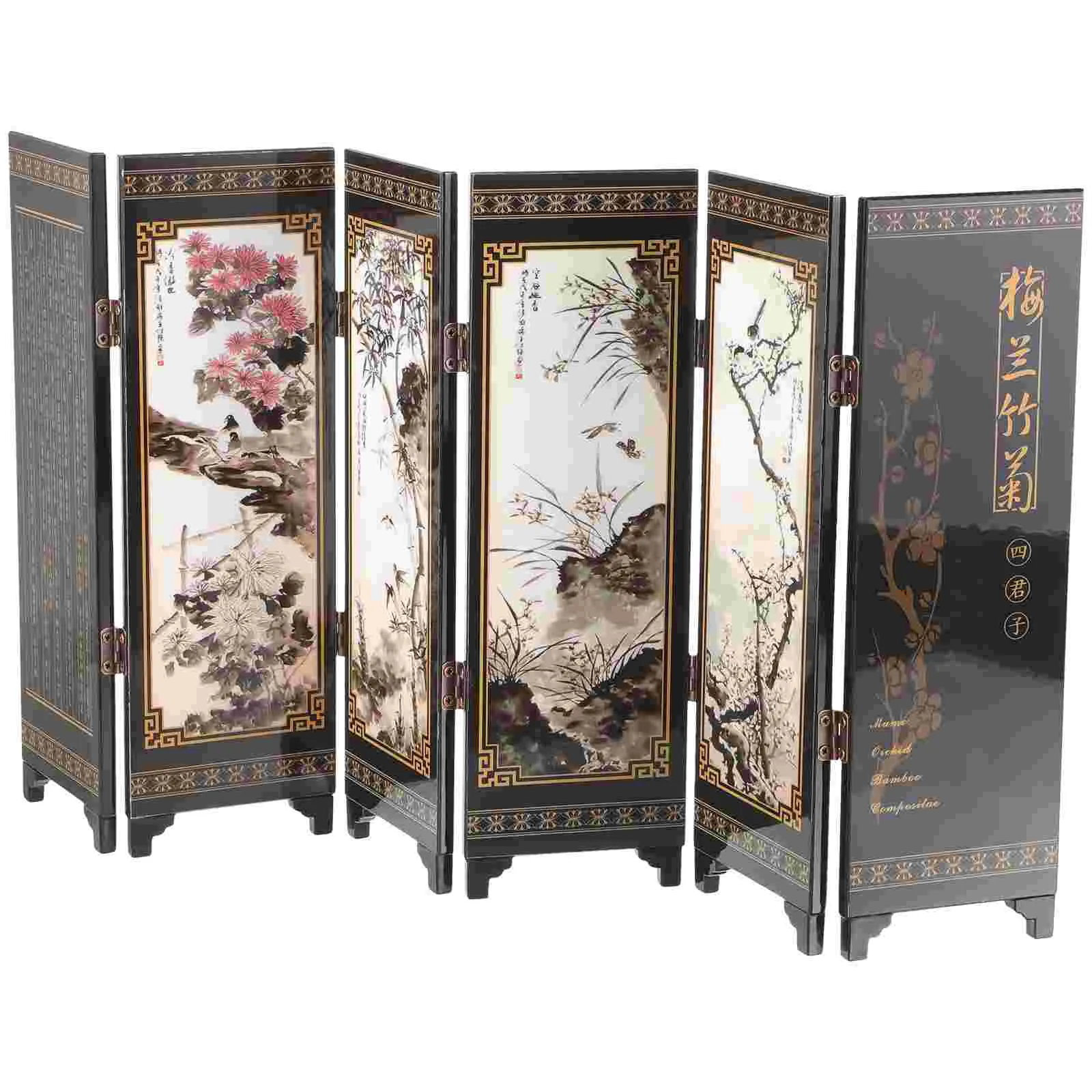 Chinese Style Folding Room Divider - Wood Privacy Screen for Living ...